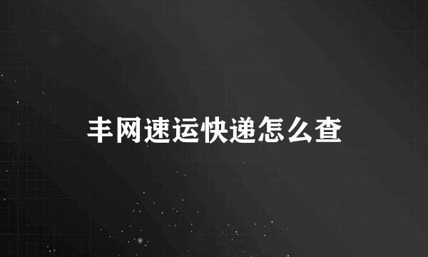 丰网速运快递怎么查