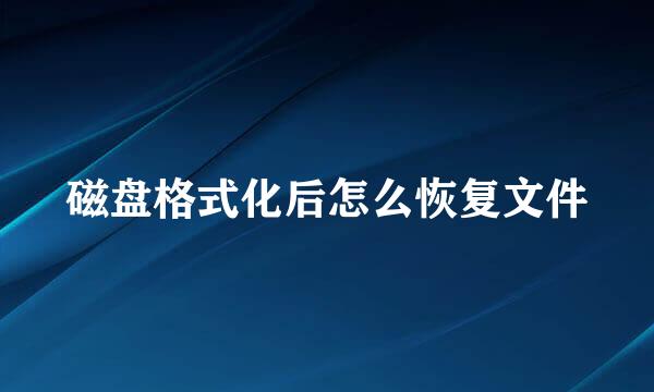 磁盘格式化后怎么恢复文件