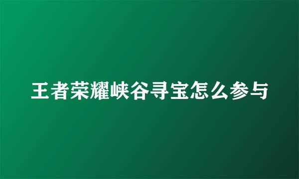 王者荣耀峡谷寻宝怎么参与