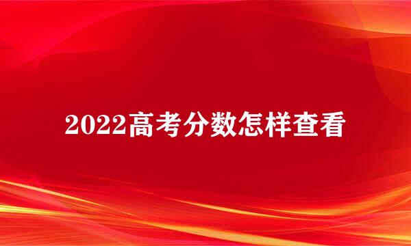 2022高考分数怎样查看