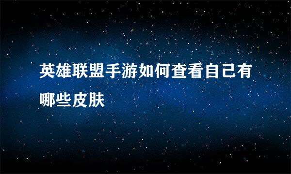 英雄联盟手游如何查看自己有哪些皮肤