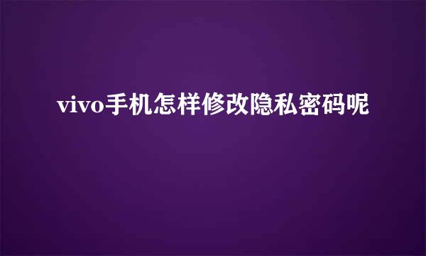 vivo手机怎样修改隐私密码呢