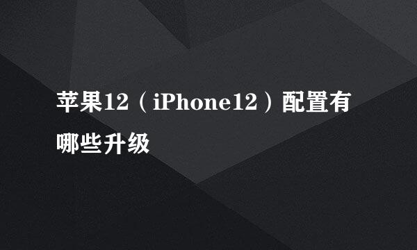 苹果12（iPhone12）配置有哪些升级