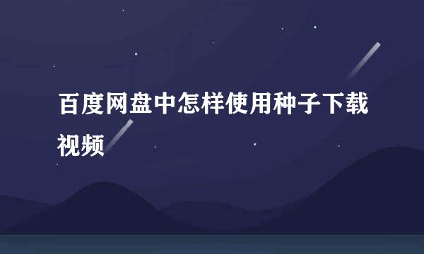 百度网盘中怎样使用种子下载视频