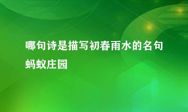 哪句诗是描写初春雨水的名句蚂蚁庄园