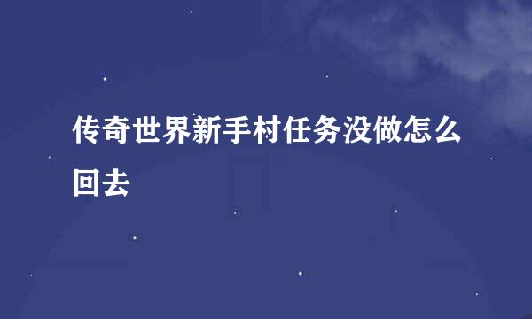 传奇世界新手村任务没做怎么回去