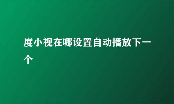 度小视在哪设置自动播放下一个