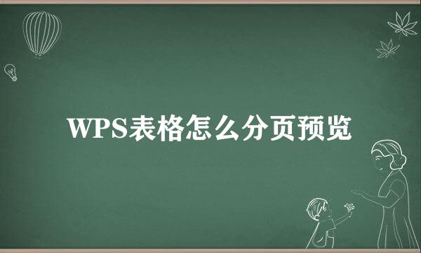WPS表格怎么分页预览