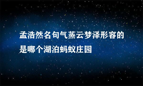 孟浩然名句气蒸云梦泽形容的是哪个湖泊蚂蚁庄园