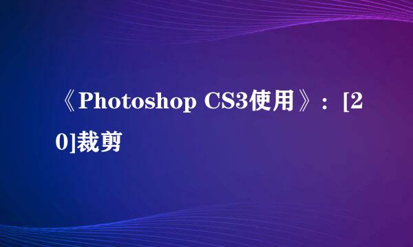《Photoshop CS3使用》：[20]裁剪
