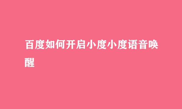 百度如何开启小度小度语音唤醒