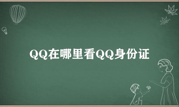 QQ在哪里看QQ身份证