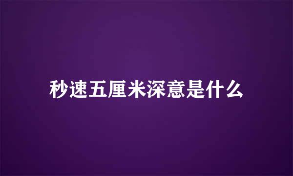 秒速五厘米深意是什么