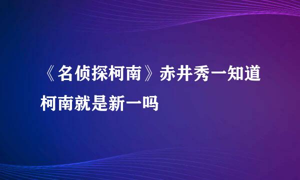 《名侦探柯南》赤井秀一知道柯南就是新一吗