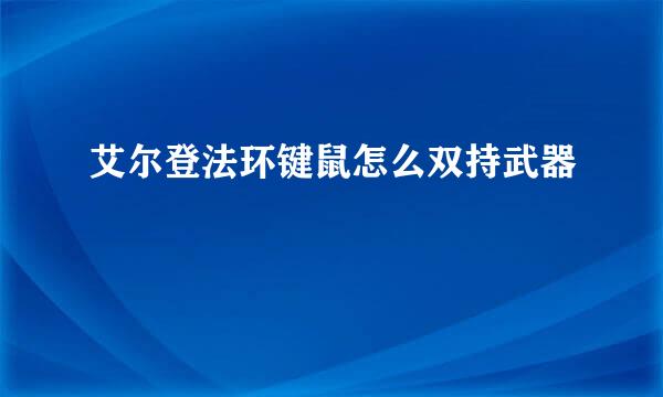 艾尔登法环键鼠怎么双持武器