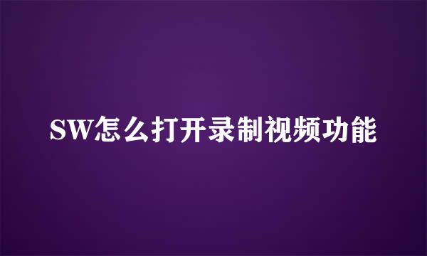 SW怎么打开录制视频功能