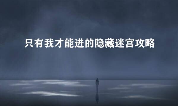 只有我才能进的隐藏迷宫攻略