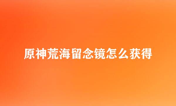 原神荒海留念镜怎么获得