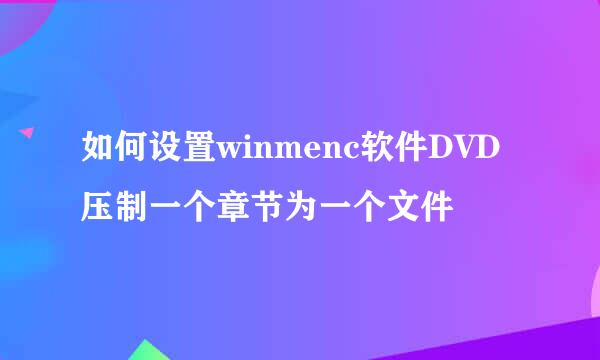如何设置winmenc软件DVD压制一个章节为一个文件