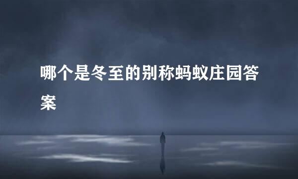 哪个是冬至的别称蚂蚁庄园答案