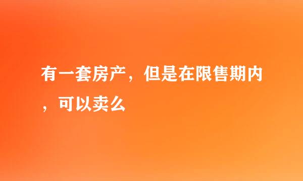 有一套房产，但是在限售期内，可以卖么