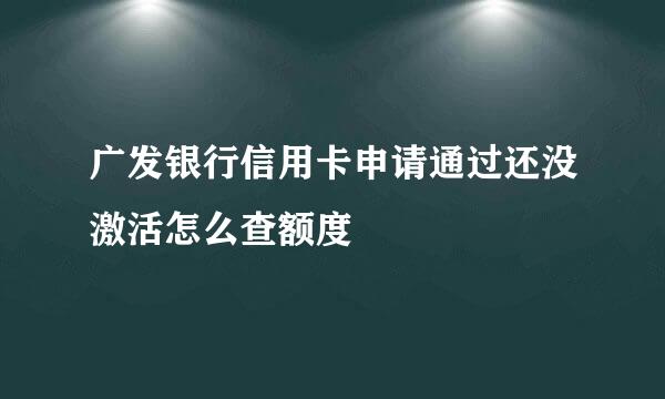 广发银行信用卡申请通过还没激活怎么查额度
