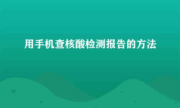 用手机查核酸检测报告的方法