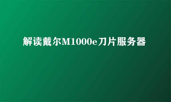 解读戴尔M1000e刀片服务器