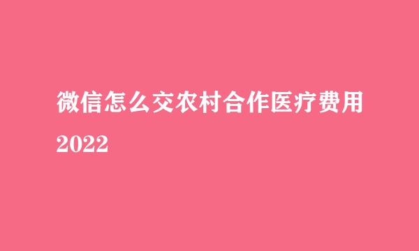 微信怎么交农村合作医疗费用2022