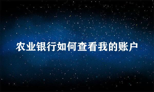 农业银行如何查看我的账户
