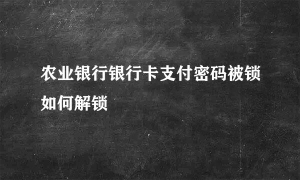 农业银行银行卡支付密码被锁如何解锁