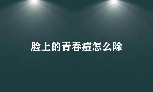 脸上的青春痘怎么除