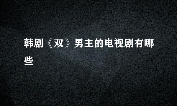 韩剧《双》男主的电视剧有哪些