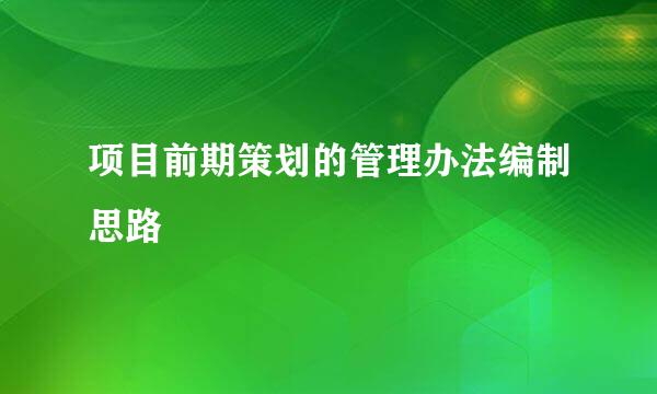 项目前期策划的管理办法编制思路