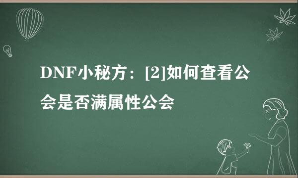 DNF小秘方：[2]如何查看公会是否满属性公会