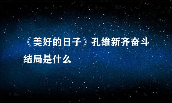 《美好的日子》孔维新齐奋斗结局是什么