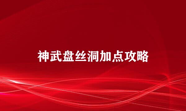 神武盘丝洞加点攻略