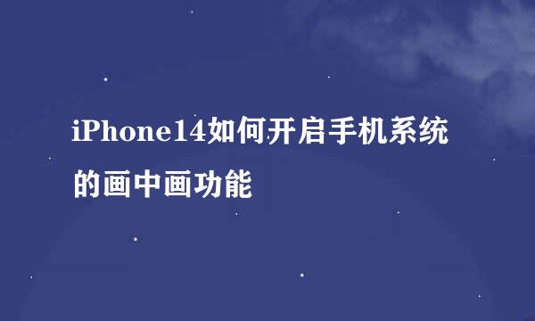 iPhone14如何开启手机系统的画中画功能