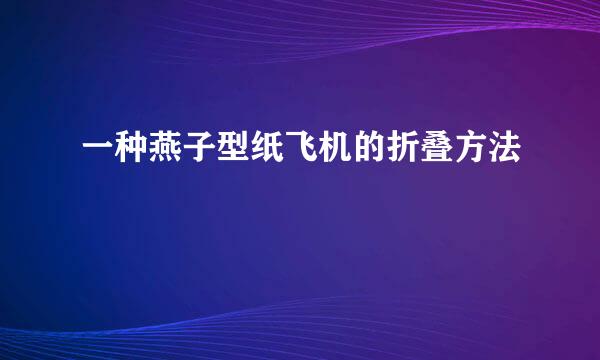 一种燕子型纸飞机的折叠方法
