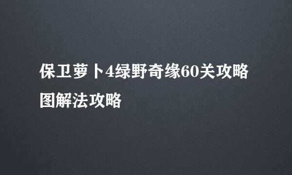 保卫萝卜4绿野奇缘60关攻略图解法攻略