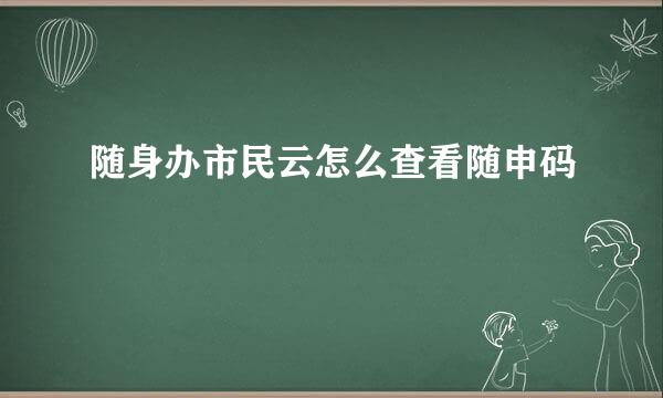 随身办市民云怎么查看随申码