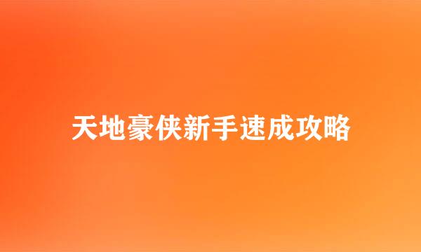 天地豪侠新手速成攻略