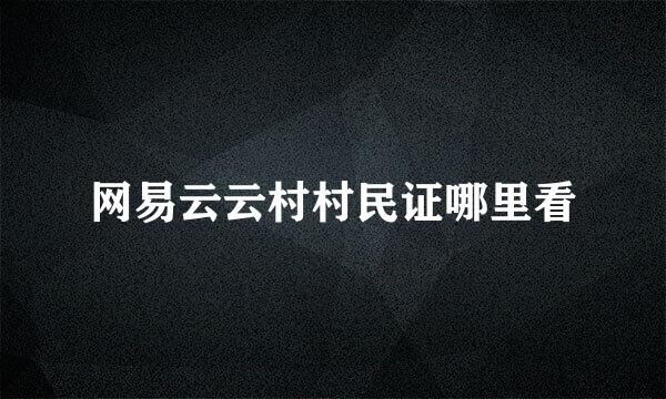 网易云云村村民证哪里看