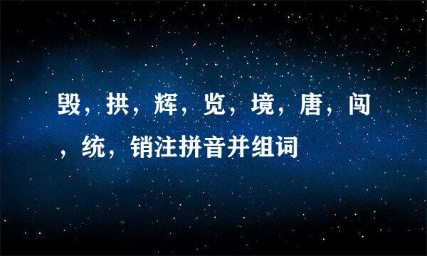 毁，拱，辉，览，境，唐，闯，统，销注拼音并组词