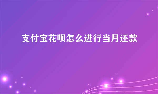 支付宝花呗怎么进行当月还款