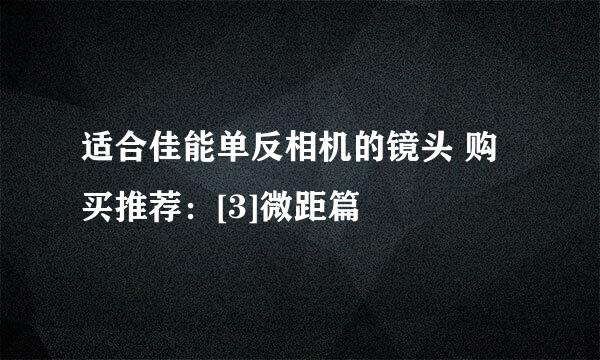 适合佳能单反相机的镜头 购买推荐：[3]微距篇