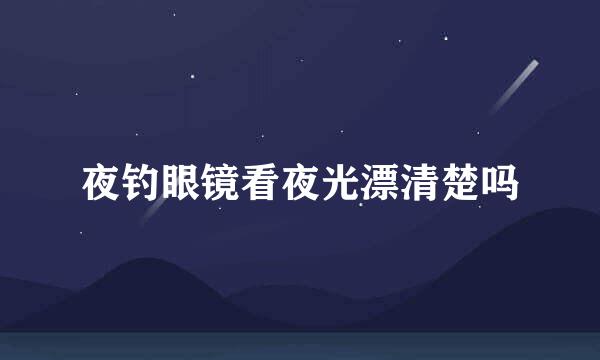 夜钓眼镜看夜光漂清楚吗