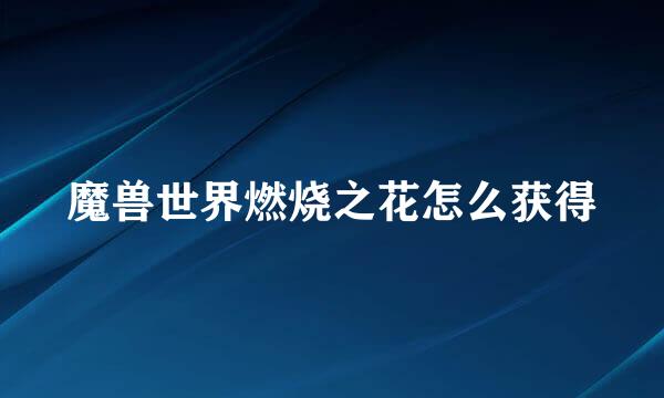 魔兽世界燃烧之花怎么获得