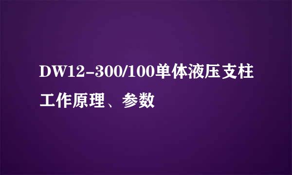 DW12-300/100单体液压支柱工作原理、参数