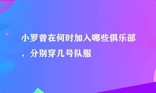 小罗曾在何时加入哪些俱乐部，分别穿几号队服